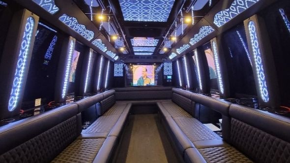 Interior of Glendale Party Bus Company's 25 Passenger Party Bus in Glendale