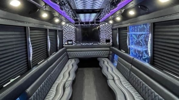 Interior of Glendale Party Bus Company's 50 Passenger Party Bus in Glendale