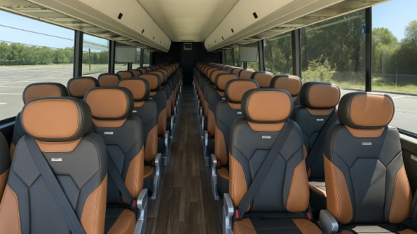 Interior of Arizona Party Bus Company's 51 Passenger Charter Bus in Arizona