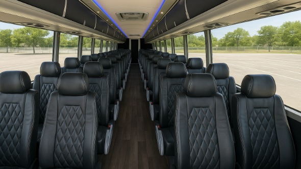 Interior of Arizona Party Bus Company's 55 Passenger Charter Bus in Arizona