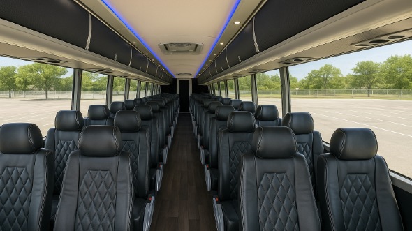 Interior of Arizona Party Bus Company's 56 Passenger Charter Bus in Arizona